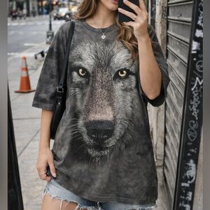 The Mountain Realistic Wolf Graphic T Shirt Size L Unisex